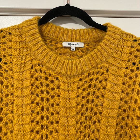 Madewell Womens Mustard Chunky Knit Crewneck Sweater Size Small‎ - Picture 3 of 10